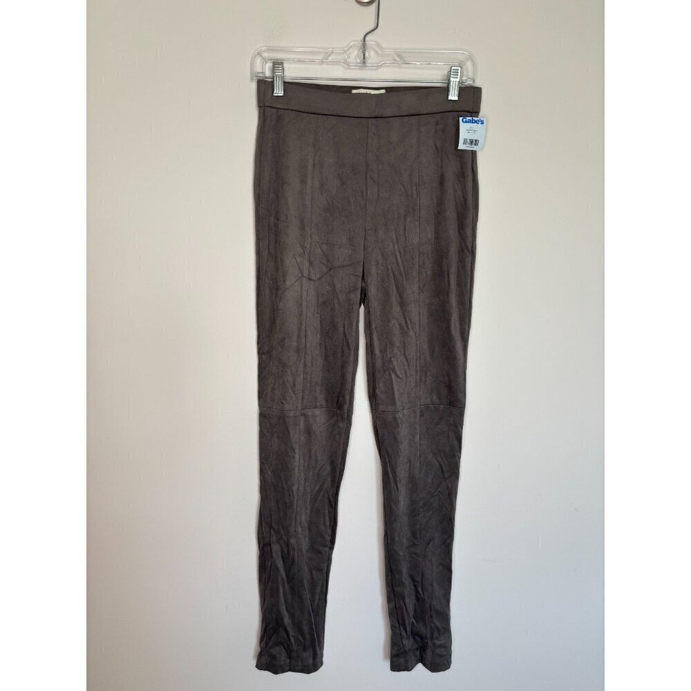 H by HALSTON NEW Stretch Gray Leggings Womens XS Faux Suede